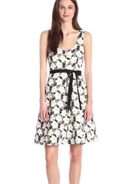 Plenty by Tracy Reese Black and White Floral Fit-and-Flare Mona Dress